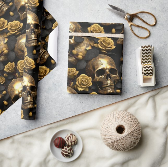 Papier Cadeau Un crâne et une série Rose 8 (Artisanat)