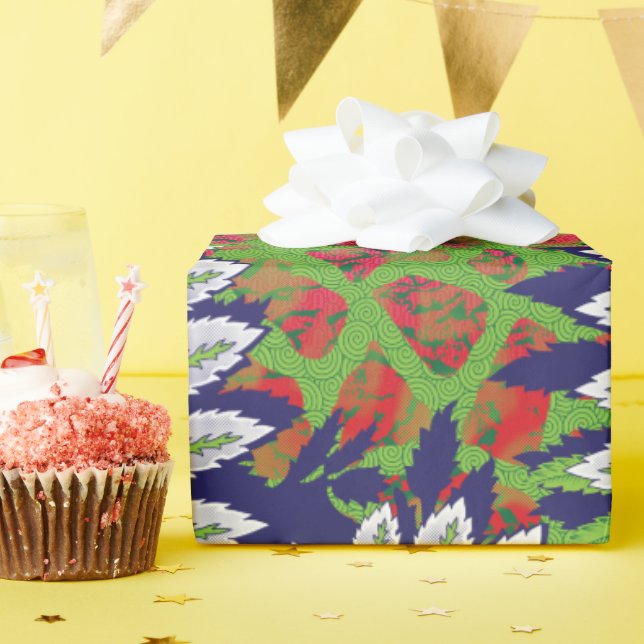 Papier Cadeau un design de motif vert et jaune (Fête d'anniversaire)