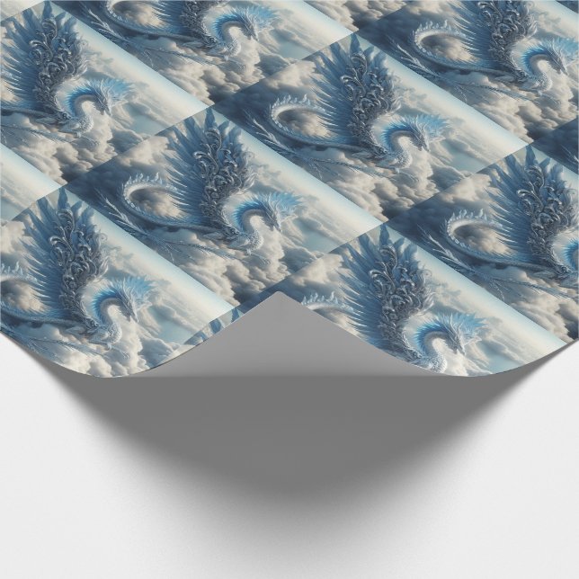 Papier Cadeau Un dragon entouré de nuages (Coin)