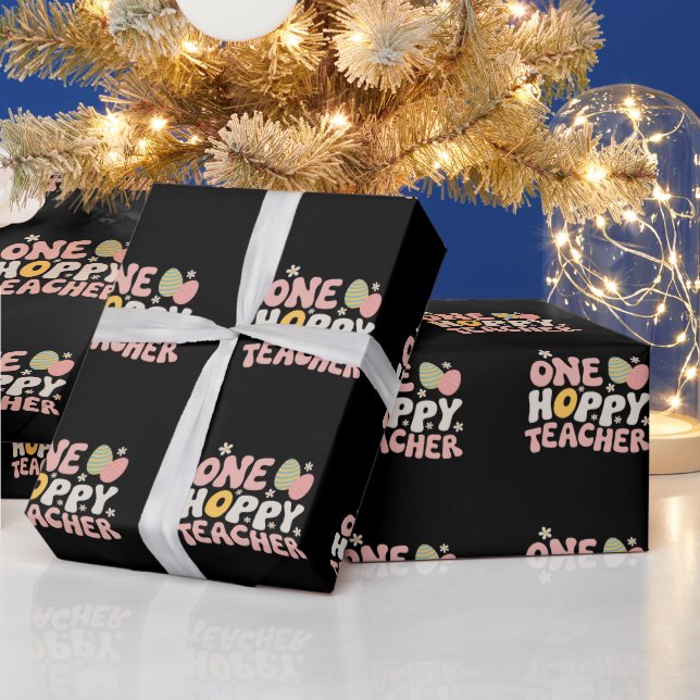 Papier Cadeau Un enseignant hoppy de Pâques enseignant rétro fun (Vacances)