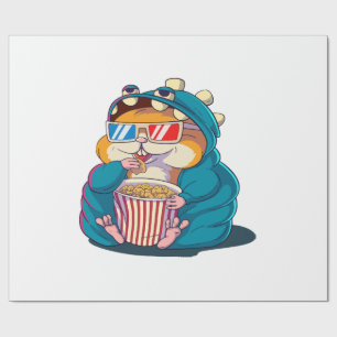 Papier Cadeau Un hamster drôle portant des lunettes mange du pop