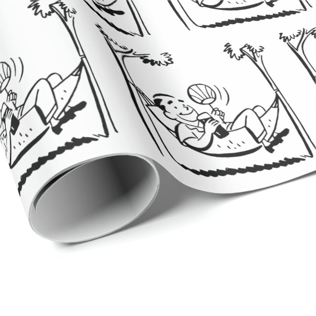 Papier Cadeau Un homme à la retraite heureux à Hammock (Coin rond)