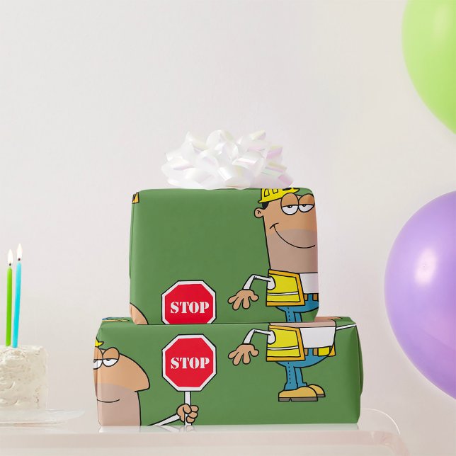 Papier Cadeau Un Homme Avec Un Signe Stop (Créateur téléchargé)