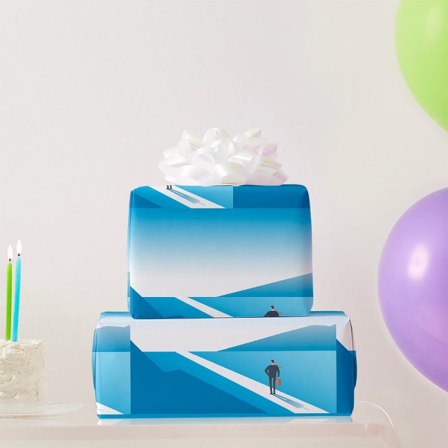 Papier Cadeau Un Homme D'Affaires À La Recherche D'Un Chemin D'A (Créateur téléchargé)