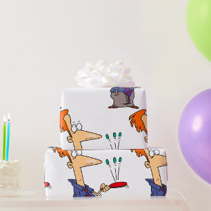 Papier Cadeau Un Homme Qui Tire Des Boules Sur Une Chauve