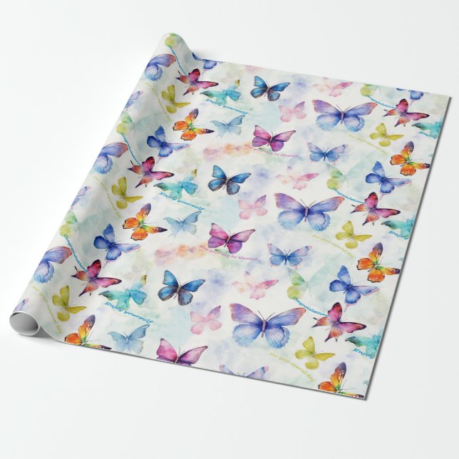 Papier Cadeau Un kaléidoscope de papillons, motif répétitif (Déroulé)