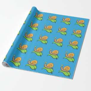 Papier Cadeau Un mignon escargot heureux sur une illustration d'