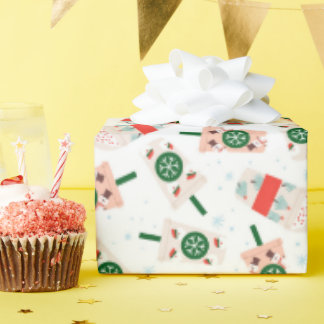 Papier Cadeau Un motif de boisson chaude aux ambiances hivernale