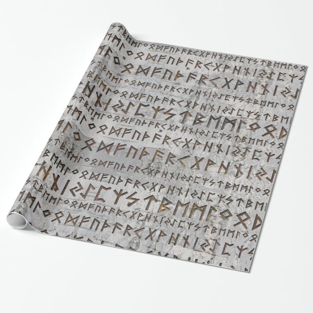 Papier Cadeau Un motif plus ancien de Futhark sur la texture de (Déroulé)