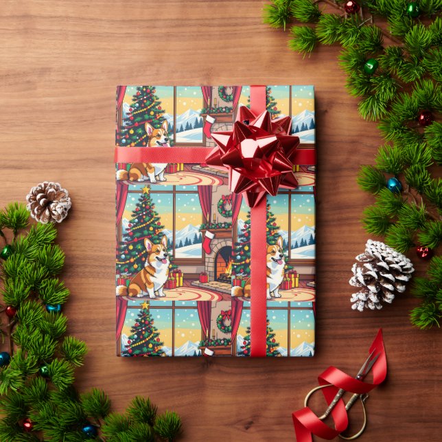 Papier Cadeau Un Noël de Corgi Festif Mignon (Cadeau de vacances)