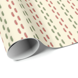 Papier Cadeau Un Noël rétro en Crème Rouge Verte