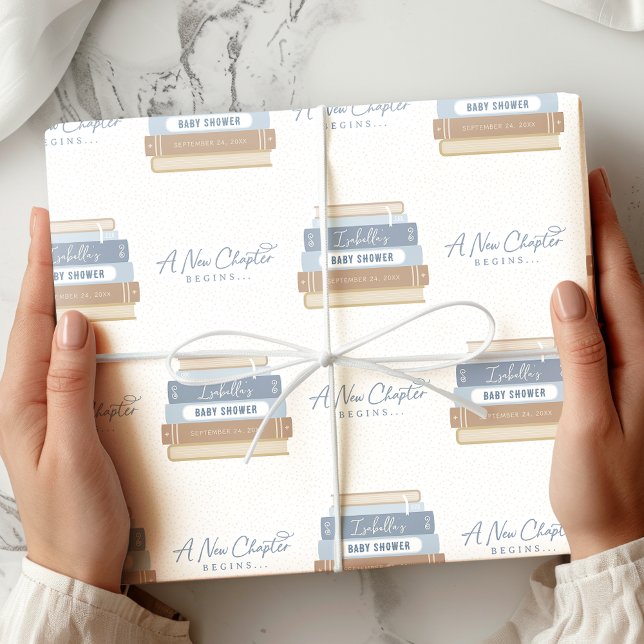 Papier Cadeau Un nouveau chapitre commence le Baby shower de liv (Créateur téléchargé)