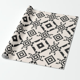 Papier Cadeau Un ornement ethnique moderne. Blanc noir vintage g