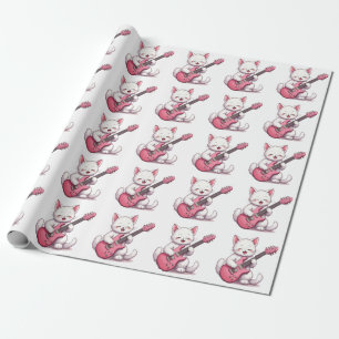 Papier Cadeau Un petit chaton jouant de la guitare