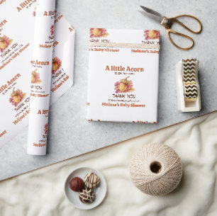 Papier Cadeau Un Petit Gland Est En Route Fête Prénatale D'autom
