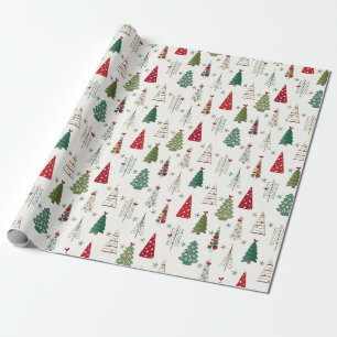 Papier Cadeau Un sapin de Noël minimaliste moderne Motif vert r