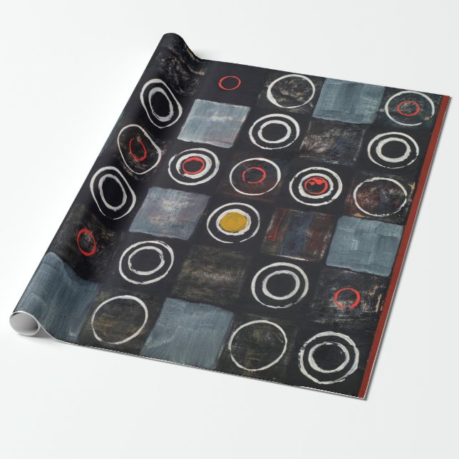 Papier Cadeau Un tableau abstrait ; une grille de cercles estamp (Déroulé)