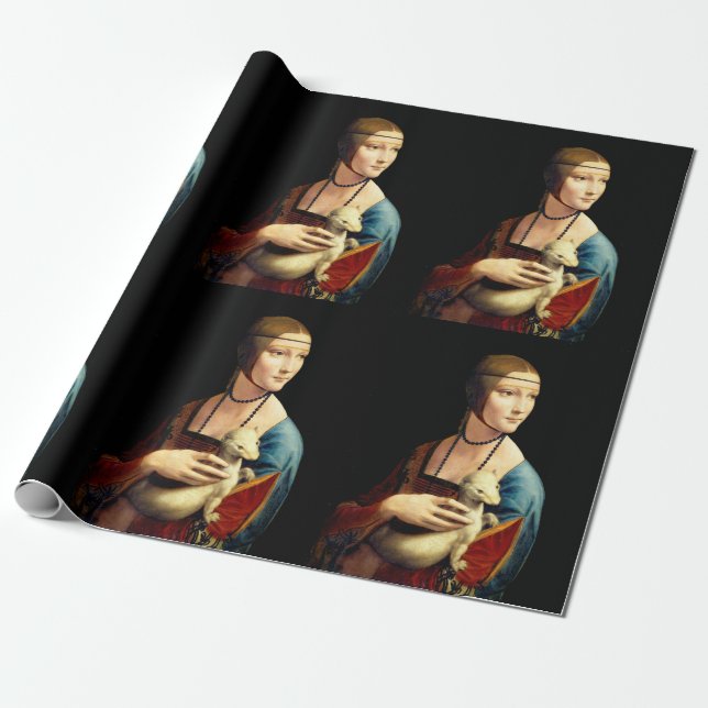 Papier Cadeau Une dame avec une mine par Leonardo Da Vinci (Déroulé)