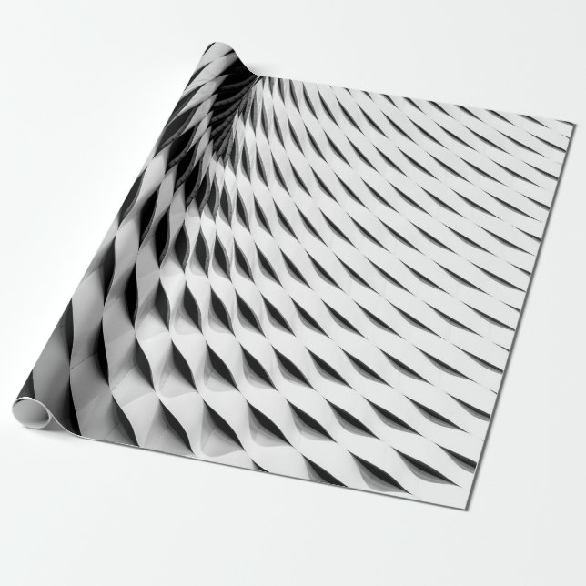 PAPIER CADEAU UNE FAÇADE COURVÉE COUVERTE DE LATICEWORK BLANC (Déroulé)