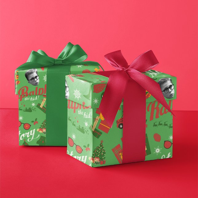 Papier Cadeau Une histoire de Noël Motif d'icône verte (Wrapped gifts)