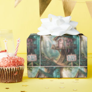 Papier Cadeau Une maison d'arbres avec une connexion amusante da