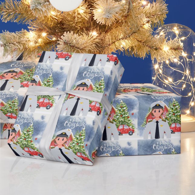 Papier Cadeau Une pilote avec thème de Noël (Vacances)