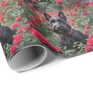 Papier Cadeau "Une rose rouge pour le Terrier écossais noir"