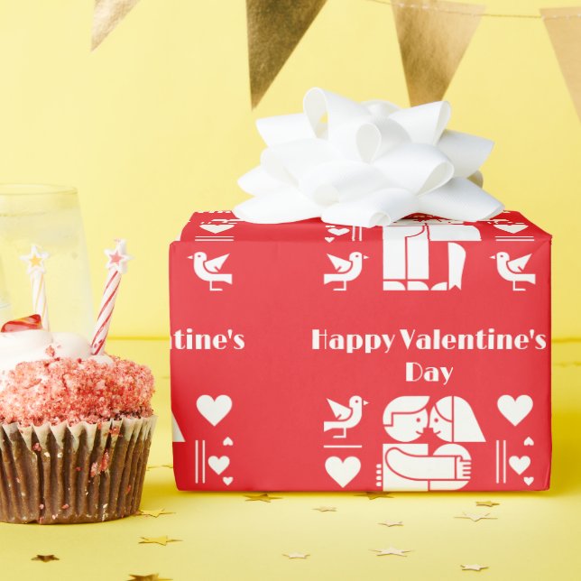 Papier Cadeau Une Saint-Valentin de style Bauhaus moderne (Fête d'anniversaire)