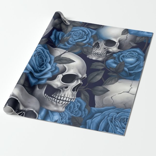 Papier Cadeau Une série de crânes et de roses Design 12 (Déroulé)
