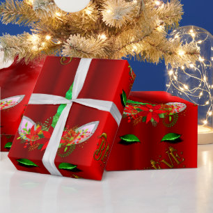 Papier Cadeau Unicorn Christmas Believe Red