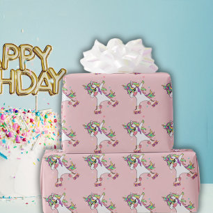 Papier Cadeau Unicorn Dabbing Roller Patinage Anniversaire