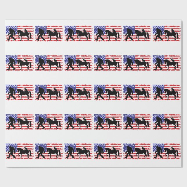 Papier Cadeau Unicorn, Jackalope, Bigfoot and the American Flag (Plat)