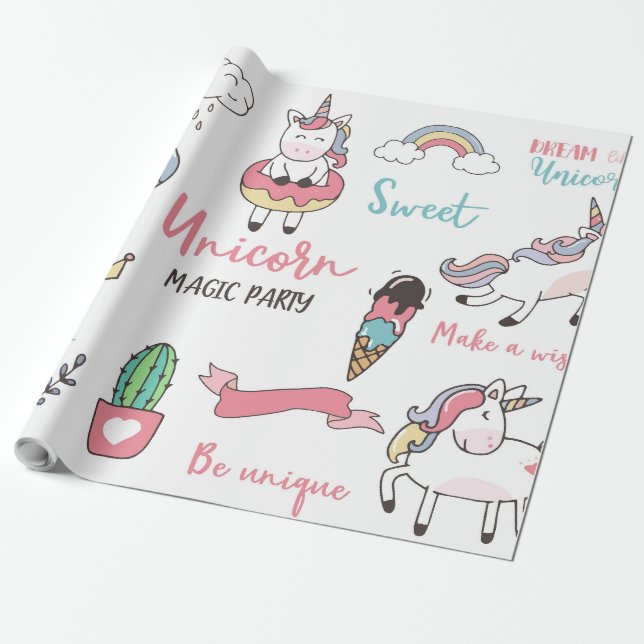 Papier Cadeau Unicorn Magic Party (Déroulé)