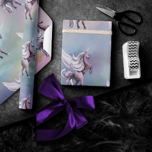 Papier Cadeau Unicorn magique   Aquarelle couleur Imaginaire pas