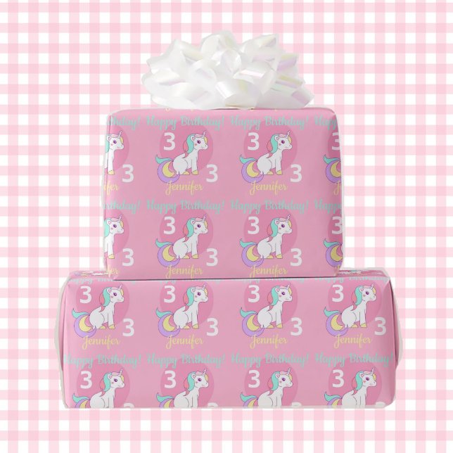 Papier Cadeau Unicorn Petit cadeau d'anniversaire de fille rose (Créateur téléchargé)