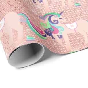 Papier Cadeau Unicorn Sparkl Parties scintillant rose Floral Bab