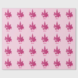 Papier Cadeau Unicorn Visage rose Parties scintillant fille enfa