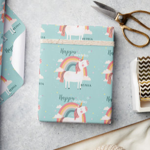 Papier Cadeau Unicorne arc-en-ciel
