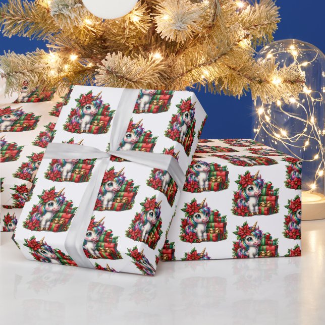 Papier Cadeau Unicorne carrelée Festive Noël (Vacances)
