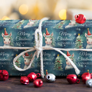 Papier Cadeau Unicorne de Noël colorée