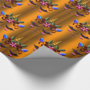 Papier Cadeau Unicorne de Noël d'or