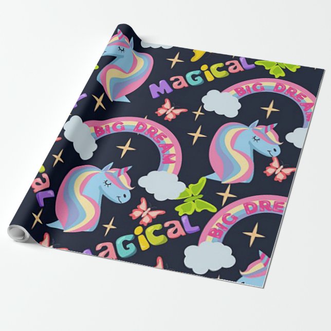 Papier Cadeau Unicorne magique (Déroulé)