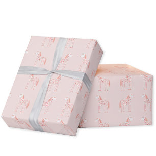 Papier Cadeau Unicorne magique rose pâle