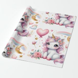 Papier Cadeau Unicorne rose