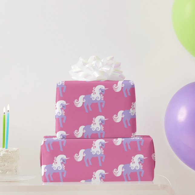 Papier Cadeau Unicorne rose violet (Cadeaux de fête)