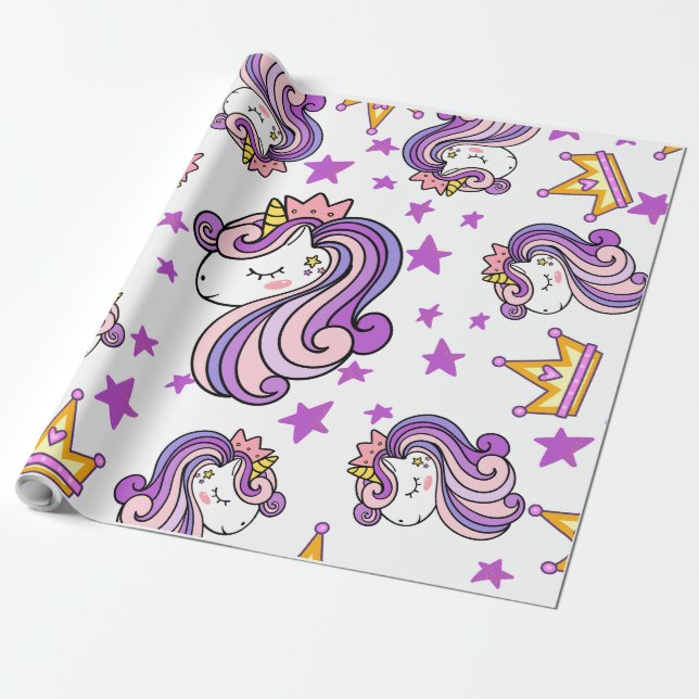 Papier Cadeau Unicorne violette (Déroulé)