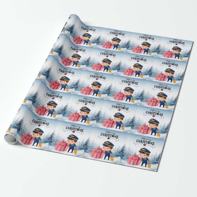 Papier Cadeau Uniforme pilote avec thème de Noël (Déroulé)