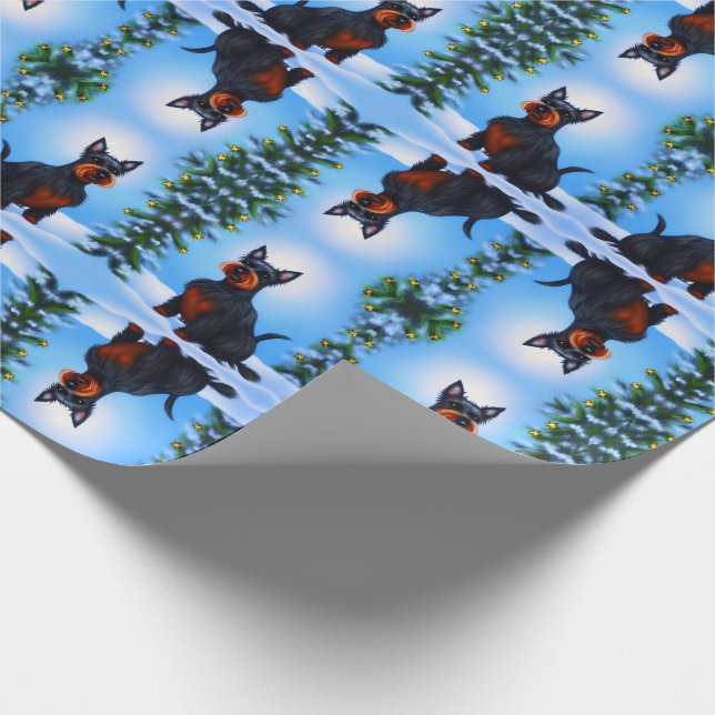 Papier Cadeau Unique Chien Festif Mignon Terrier Écossais (Coin)