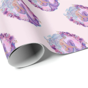 Papier Cadeau Unique en sirène rose