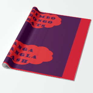 Papier Cadeau Unique pour les enfants amusant rouge violet Bongo